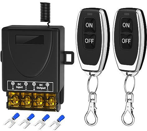 RVBOATPAT Wireless Remote Switch DC 8V/12V/24V/48V/72V/86V 30A Relay RF Remote Control 328ft Long Range for Anti-Theft Alarms Security Systems Roller Lind Door