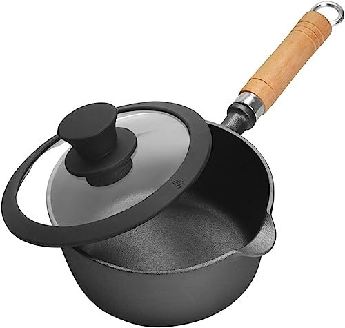 Sartén de leche antiadherente Sartén de leche, Ollas, Cacerola de salsa de hierro fundido Cacerola de leche saludable sin recubrimiento Suplemento alimenticio Sopa de hierro for bebé con tapa de aisla