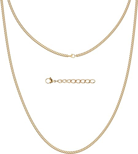 Silvadore Mens Gold Chain for Men - Cuban Link Curb Necklace (2/4/6mm) | 18k Gold Plated Stainless Steel Chain | Non-Tarnish & Waterproof | Gift-Ready + Polishing Cloth + 2 Extender | 18/20/22/24in