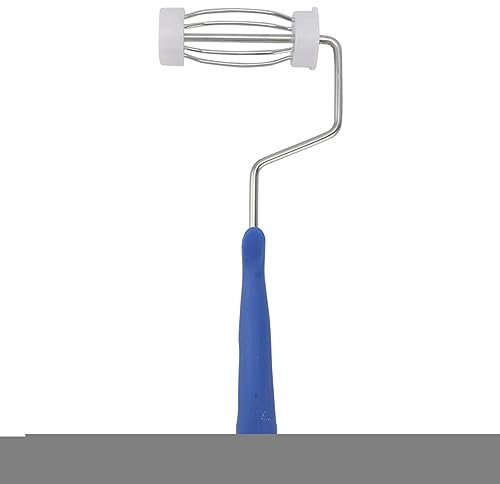 Farbroller-Rahmen, Edelstahl Hochfeste Daumenrillenform Griffiger Farbroller-Griff Leicht zu reinigen Drahtrollen-Rahmen für Farbauftrag, Staub-Stick Reinigung (4 Zoll mit 1/4 28