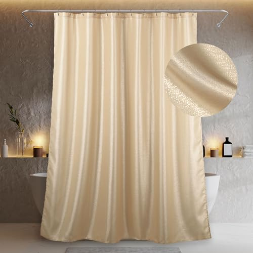 Champagner-Goldglitzer Duschvorhänge, wasserdicht waschbar, 183Lx183W | Metallisch schimmernder glatter Satinstoff, funkelnde glänzende Luxus-Deko für Weihnachten, Geschenk für Frauen & Mädchen