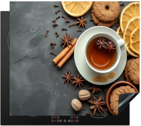 KitchenYeah© Cubre Vitrocerámica | 60x52 cm - Protector Vitroceramica Induccion - Tapa - de Té - Canela - Concreto
