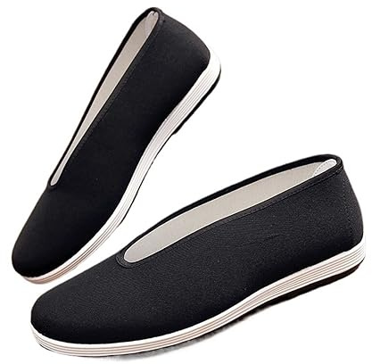 EDAT Traditioneller chinesischer Stil for Herren, Kung-Fu-Schuhe, altes Peking, Bruce leer, Tai Chi, Wushu, Schwarze Kampfsportschuhe, Anzug, Sportbekleidung Stoffschuh(2,40 EU)