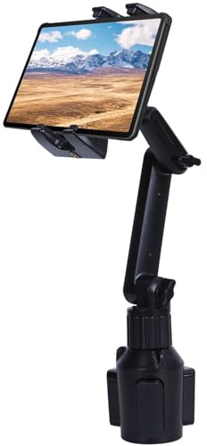 SUNNINGUP Car Cup Holder Mount for 4-13 Tablet & Phone, Universal Car Truck Cup Stand with Adjustable Long Arm for iPad Pro Air Mini, Samsung Galaxy Tab, Kindle Fire, iPhone