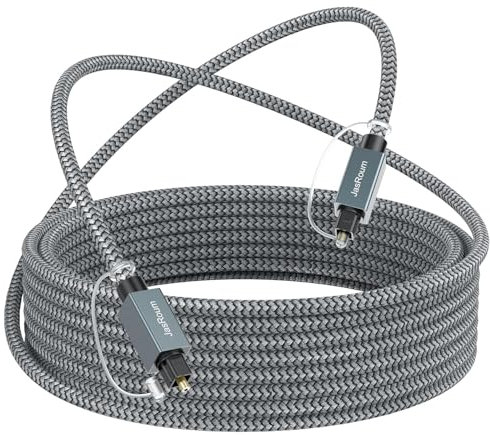 Optical Audio Cable 35 Feet, Digital Audio Optical Cable Braided Fiber Optic Cables Slim, Toslink SPDIF Cord for Home System Samsung TV Sound Bar TV PlayStation PS4 Xbox One