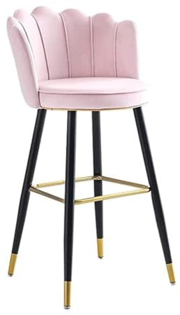 GTOULHH Bar Stühle Bar Stools Samthocker Mit Schwarzen Metallbeinen, Thekenhocker, Barhocker, Gepolsterter Sitz, Hochhocker, Barstuhl Barhocker Outdoor(Pink,Sitting Height 75cm)