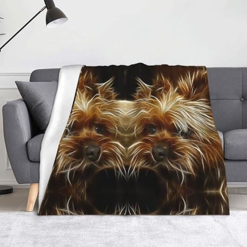Dnbclezk Lustiger Yorkie-Hunde-Überwurf, Flanelldecke, Sofadecke, Bettdecke, personalisierter Druck, weiche Decke, 125 x 150 cm
