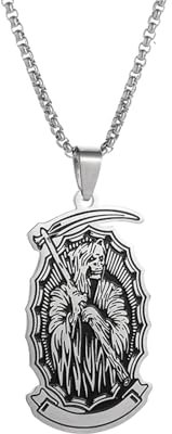 IOETSEUT Halsband Halskette Gothic Halskette Kette Sichel Tod Schädel Anhänger Halskette für Männer Frauen Punk Gothic Halloween Hip Hop Schmuck Geschenk Beste Freundin Geschenke Freundschaft