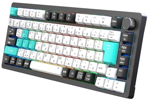 Mongeese Mechanical Keyboard, 75% Gasket Gaming Keyboard, Japanese Layout, PBT Key, USB C/A, 82 Keys, Black