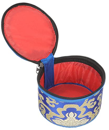 Tibetische Klangschalen Tasche mit Reißverschluss, Leicht und Tragbar | Baumwollstoff, Blau, für Reise und Outdoor Aktivitäten, Passend für Kleine Utensilien