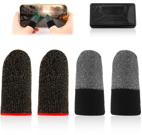 4 Stück Mobile Gaming Finger Sleeve, Pubg Mobile Controller- Gaming Gadgets, Geeignet für Android IOS-Handyspiel, für Spiel und Mobilgerät, Atmungsaktiv, Ultradünn,inkl Mikrofasertuch （Video Game）