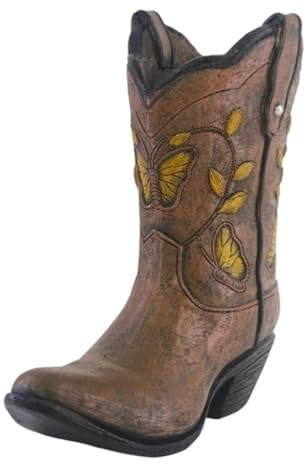 Gralara Vintage Cowgirl Boot Vase Resin Decorative Planter Western Home Decor Sculpture Resin Arrangement Vase for Floral Arrangements, Air Plants & Dried Flowers, Office Desk Ornament, Brown