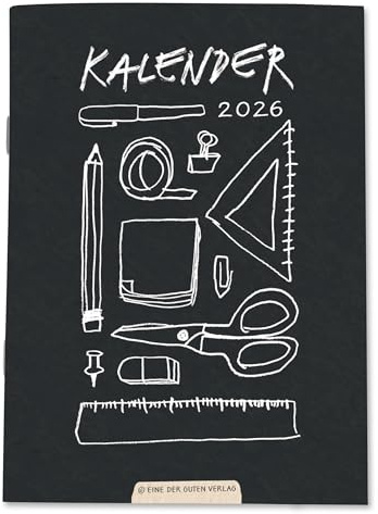 Eine der Guten Terminkalender A6 - Kalender 2026, mini Monatsplaner & Notizbuch, kleiner Softcover Taschenkalender Terminplaner, Schwarz Weiß, klimaneutral, FSC Papier