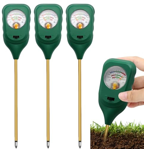 WIYETY Bodenmessgerät 3-in-1: 3 Stück Boden PH-Messer, Bodentester Feuchtigkeit und Fruchtbarkei, Boden Feuchtigkeitsmesser für Garten, Bauernhof, Rasen, Kein Batterien Erforderlich