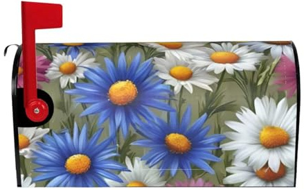 Copertura magnetica impermeabile per cassetta postale con stampa di fiori e fiordalisi margherite, graziosa decorazione per cassette postali standard