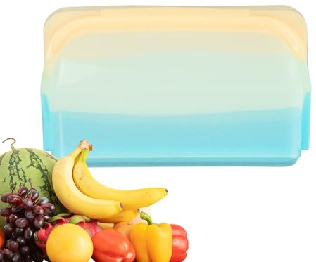WJnflQN Sacs alimentaires en silicone réutilisables – Sacs à déjeuner anti-fuite lavables au lave-vaisselle Épais, denses, Passent au lave-vaisselle, Récipients à paroi épaisse pour sandwichs