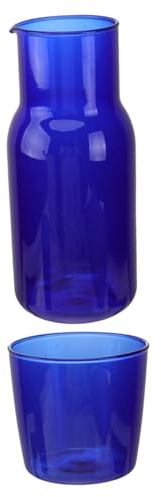 TOGEVAL Juego De Vasos y Jarra De Vidrio Borosilicato Azul Para Agua y Bebidas Frías, Capacidad Amplia, Resistente Al Calor, Adecuado Para Hogar, Oficina y Reuniones