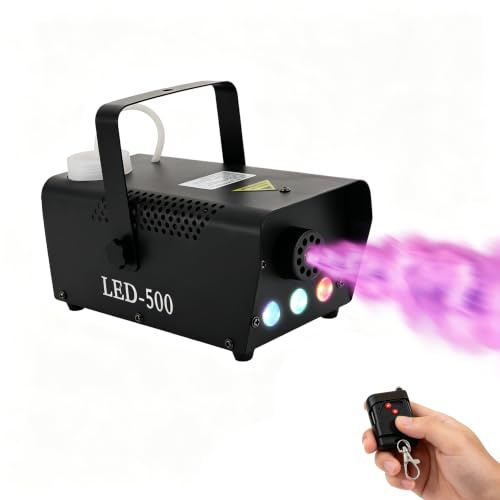 BAOCHADA 500W Nebelmaschine mit RGB Effekt & Automatischer Sprühfunktion, Rauchmaschine Smoke Machine Funkfernbedienungen mit Fernbedienung für Halloween, Weihnachten, Hochzeit