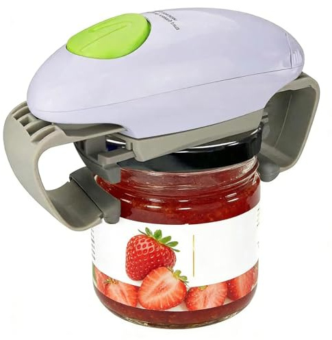 AURIVEE Abrelatas Eléctrico – Abre Tarros Automático Sin Esfuerzo, Ideal para el Hogar, Accesorio de Cocina para Todos, a Pilas (Blanco)