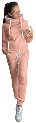 Womens Activewear Donna Autunno/Inverno Due Maniche Lunghe Felpa con Cappuccio e Pantaloni della Tuta Co Ords Set per le Donne UK Grigio Tuta Donna Pantaloni Lounge Velour Tuta da Donna, rosa, S