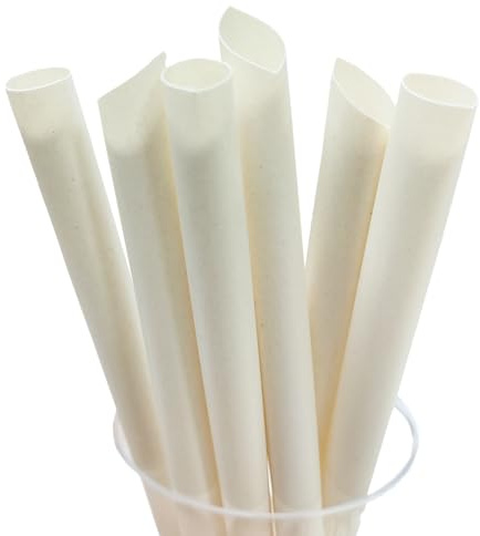 Extra Wide Boba Bubble Tea Straws 12mm, 200Pk Disposable Large Straw Biodegradable Bamboo Fiber Straws for Jumbo, Smoothies, Milkshakes - 100% Compostable