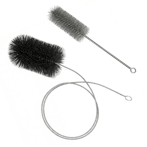 Golgner 2 Stück Ofenrohrbürste Set, Schornsteinbesen Set, Schornsteinfeger Bürste, Schornsteinbürste, Ofenbürste Kaminbürste ø150 mm mit 31cm Rohrbürste + 2M Flexstange, für Kamingrippe, Ofenrohr