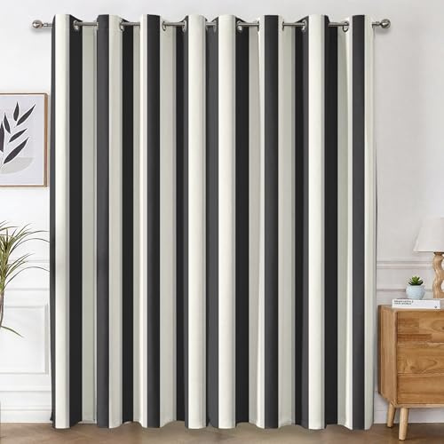 Generisch Schwarz Weiß Gestreift Vorhänge Wohnzimmer, Vorhang Blickdicht Schwarz Weiß Gestreift Gardinen mit Ösen Schlafzimmer, Thermo Verdunklungsvorhänge 2er Set H175 x B140 cm pw&81