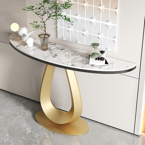 AYHARYLH Tavolo a Mezzaluna Stretto, Consolle per Ingresso, Dietro il Divano o Decorazione per Corridoio(Gold,120cm/47.2in)