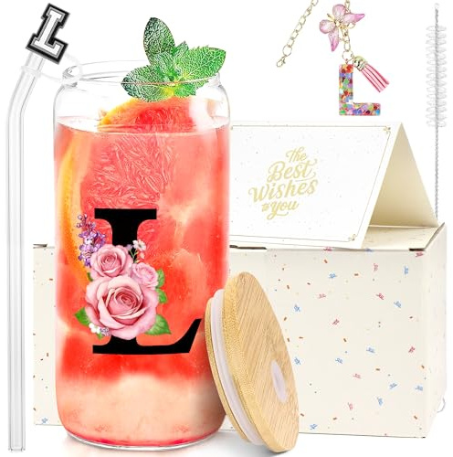 ZIOSINM Verre avec Couvercle et Paille Personnalisable (L) | Cadeau Femme, Cadeau Anniversaire Femme, Noël, Saint-Valentin