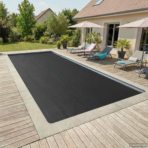 GeenYuu Poolskydd extra tung svart 800 x 500 cm PE med luftkammare, solfilm för pooler, vattentät, isolerande, väderbeständig, minskar avdunstning, lämplig för trädgård, bubbelpool