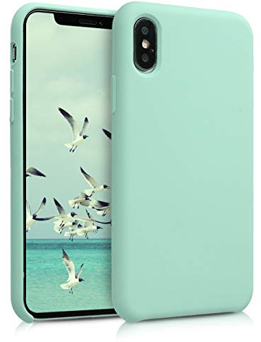 kwmobile Handyhülle für Apple iPhone XS Hülle - Case Silikon - Kabelloses Laden - Schutzhülle Cover in Mintgrün matt