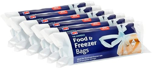 Kordis Strong Tie Handle Food Freezer Bags - 6 x 50 Medium Fridge Bags for Storage - Blue Plastic With Handles to Keep Food Fresh - For Home & Travel Use - 300 Count