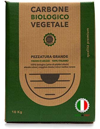 CLASSE ITALY Scatola 10Kg Biologico Vegetale di Legna di Faggio e Leccio Italiano 10 kg | Carbonella/Carbone, Grill, Grigliata InstaGrill o Barbecue da Tavolo Senza Fumo, Nero