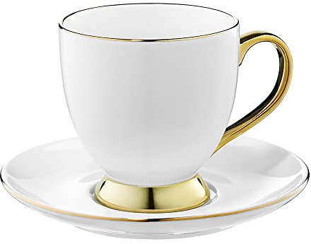 AMBITION Tasse mit Untertasse gold 220 ml Royal Porzellantasse für Kaffee Tee Cappuccino Geschenkidee