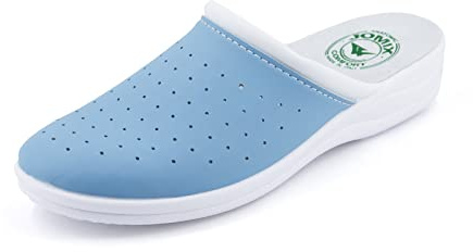 JOMIX Zuecos Sanitarios Mujer Chanclas Sanitarias Cómodas Ortopédicas Ligeras Transpirables, A Azul Claro, 40 EU
