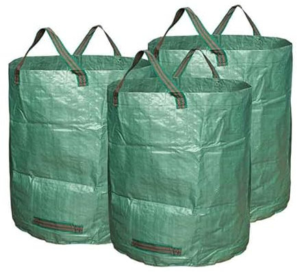Ram® Heavy Duty Garden Waste Bags - 272 Litre - 3 Sacks - Industrial Handles & Fabric - Garden/Green Waste Sacks - Reusable