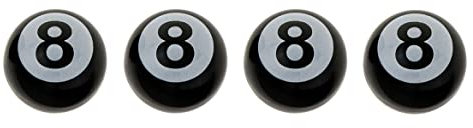 Marcraft Black 8 Ball Tyre Wheel Alloy Valve Caps Dust Caps (4 Pack) Universal for Cars, SUVs, Bicycles, Motorcycles, Trucks | Rubber Airtight Seal Plastic | Screw-On