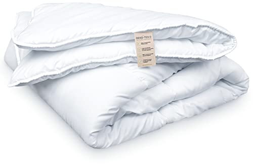 FH FAM' HOME HOME COSINESS Couette 155x200 Lavable, Blanche, Made in Green certifiée, matelassée, hypoallergénique, Douce et Durable, Fibres Creuses en Polyester recyclé 350g/m2