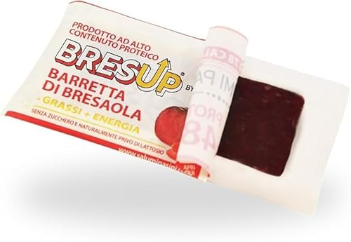 Bresup Barretta Proteica | Barretta di Bresaola ad Alto Contenuto Proteico | Senza Zuccheri | Solo 78 Kcal | Pochi Carboidrati | Confezione da 10 pezzi x 35 gr