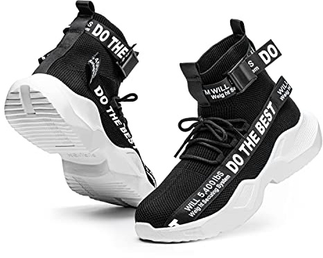 Furuian Steel Toe Shoes for Men Women Comfortable Lightweight Safety Snekaers Industrial Construction Work Shoes for Men Black