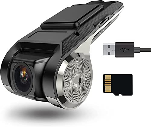 Hikity USB DVR Dashcam für Android Autoradio Wasserdicht Mini Autokamera Auto Recorder Nachtsicht Dash Kamera Loop-Aufnahme mit G-Sensor Videorecorder 170 ° Weitwinkel mit 32G SD Karte
