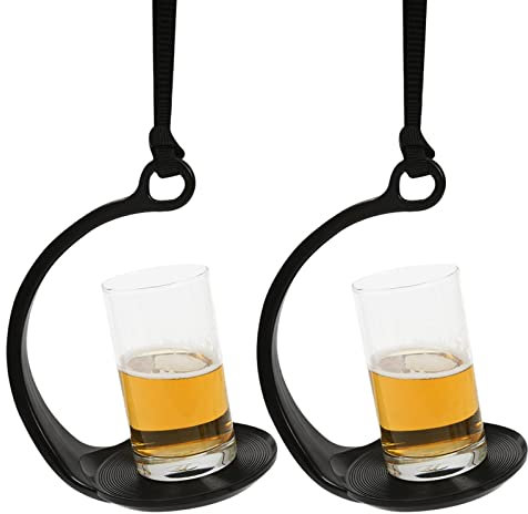 Cup Holder Anti-Spill,Forreen 2 Pieces Cup Carrier with Handle No Spill Plastic Mug Holder Portable Durable Drink Holder with lanyard for Coffee Tea Juice Drink,Black