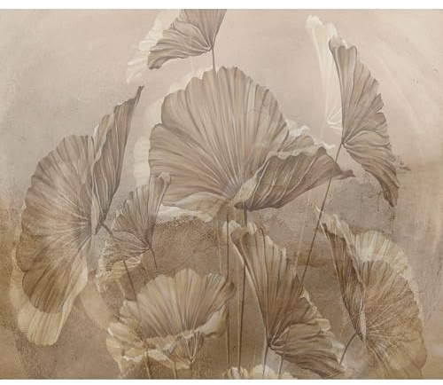 murando - Fototapete Premium-Vlies beige Blätter, 400x280 cm, Schlafzimmer | Premium-Vliesstoff, Full HD Druck, hochwertige Verarbeitung fürs Wohnzimmer, schnelle Montage, lichtbeständig, geruchsfrei