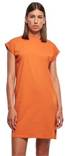 Urban Classics Damen Turtle Extended Shoulder Dress – Baumwoll Kleid mit Stehkragen & überschnittenen Schultern, Regular Fit für Freizeit, Alltag & Streetwear,Vintageorange,M