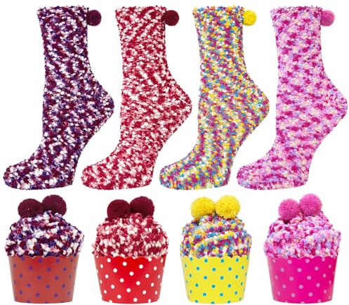 Kotashion Donna Inverno Calze Calzini Regalo Natalizi Ragazza Cupcake Calzini Termici Divertenti AccessoriRegali di compleanno di San Valentino e Festa della Mamma in vari colori Calze