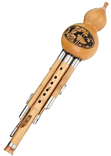 Flöteninstrument Hulusi-Kinder Üben Das Spielen B-Dur-C-Kürbismusikinstrument Sieben-Loch-Klangröhrenkürbisseide (Color : Wood_C-key)