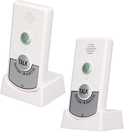 White 2-Way Wireless Doorbell Intercom - Hands-Free Voice Communication System for Elderly Care & Mobility Impaired, Home Security Solution