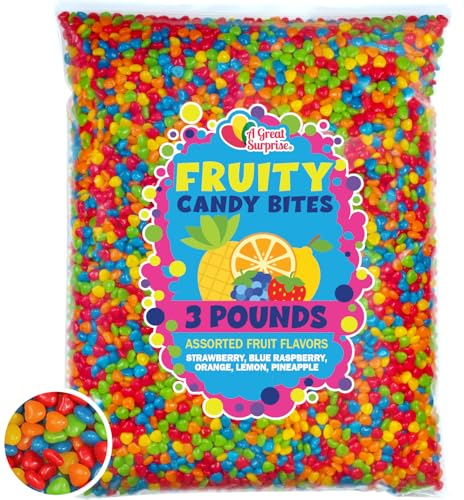 A Great Surprise Fruit Flavored Imperials - 3 Pounds - Bulk Candy For Candy Machine - Unwrapped Bulk Rainbow Candies