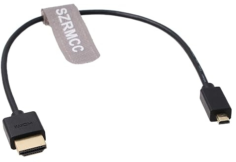 SZRMCC Cable en Espiral Micro HDMI a HDMI Completo de Alta Velocidad para cámaras Canon Sony DSLR videocámaras ATOMOS Monitor (Cable Recto de 30 cm)
