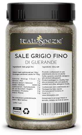 ITALIA SPEZIE - Sale grigio di Guerande fino - Barattolo da 650g, Sale Celtico o Bretone, sale naturale 100% non raffinato.